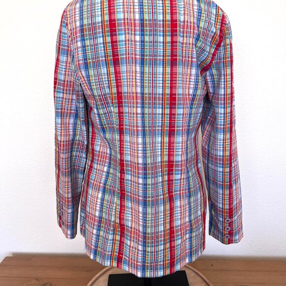 80's Funky Blazer - Lightweight - Striped Plaid - Size Medium - Jacket - Picture 5 of 10